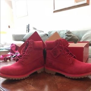 Special edition red Timberlands